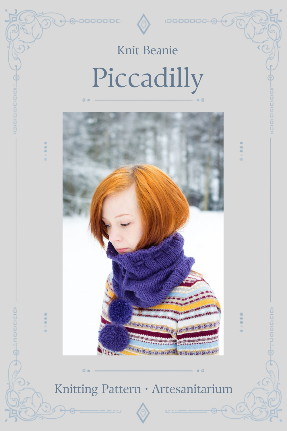 Piccadilly knit beanie knitting pattern by Artesanitarium – Pinterest pin