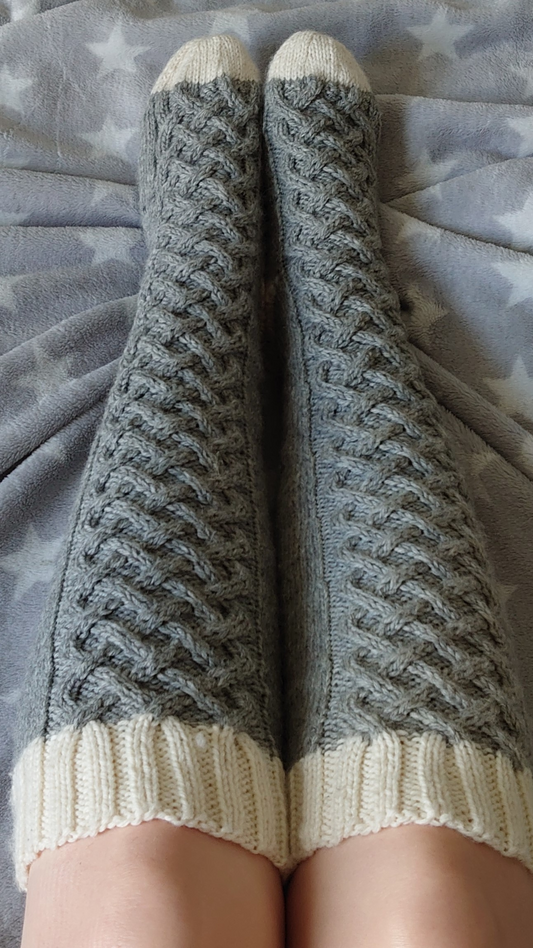 Feather Islands - Bulky Cable Sock Knitting Pattern