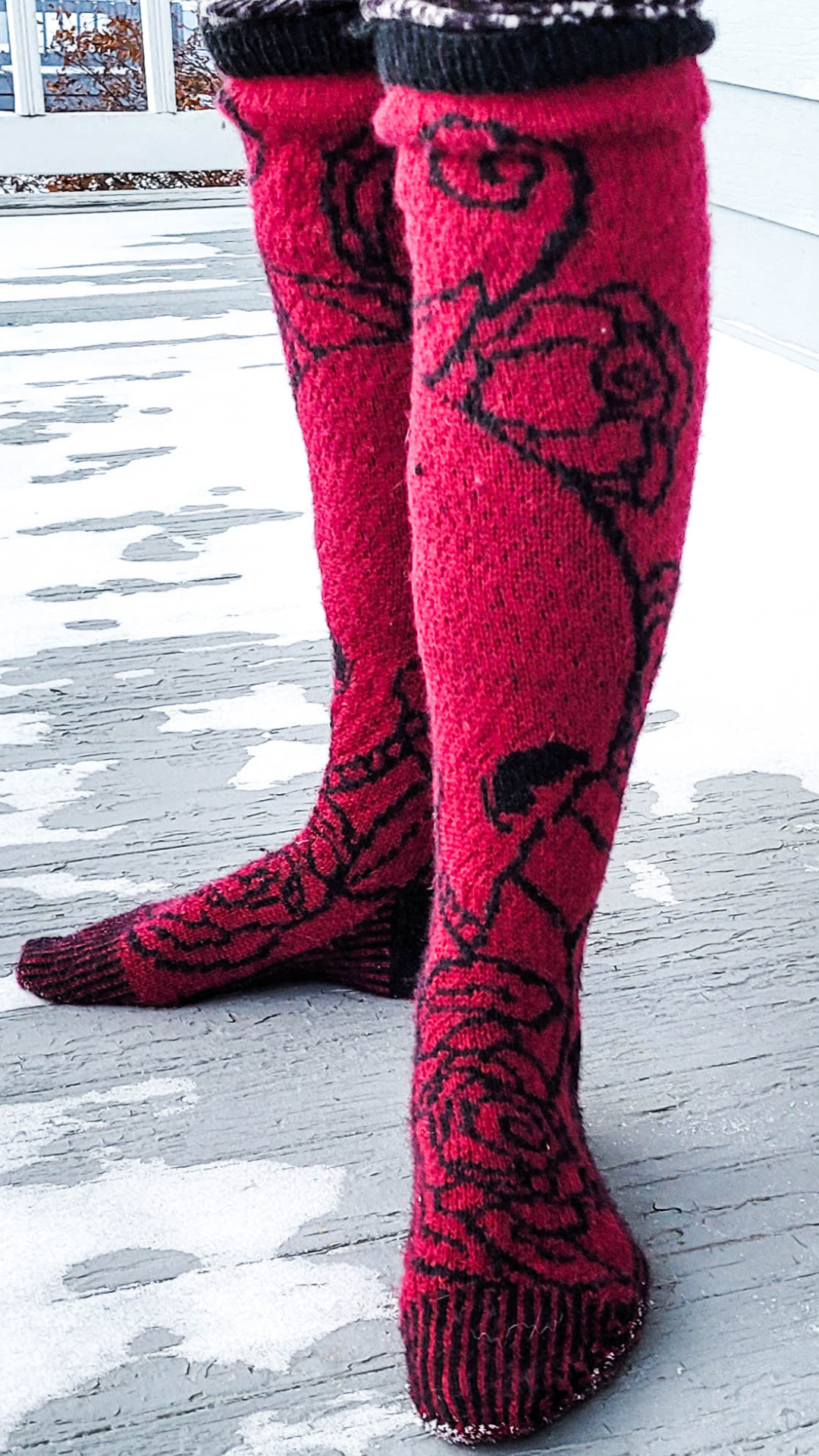 Pushing Roses - Knee High Stockings - Knitting Pattern