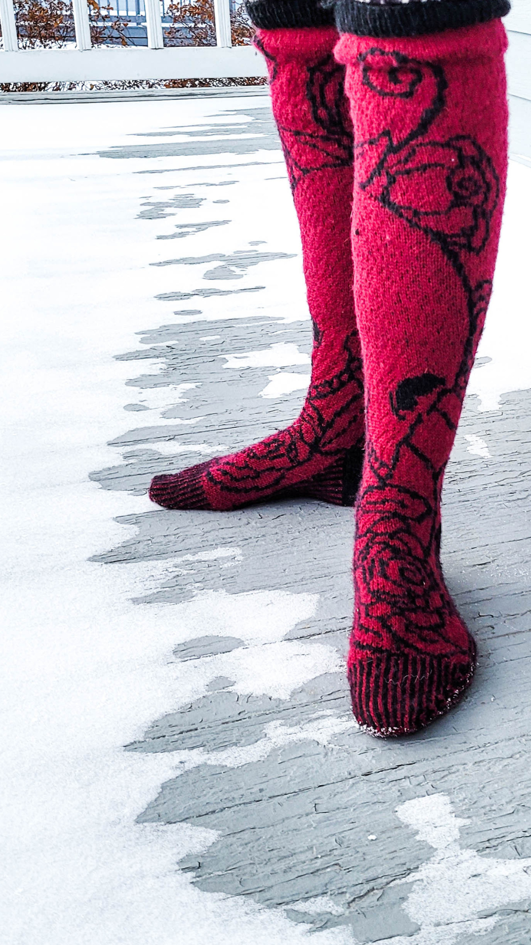 Pushing Roses - Knee High Stockings - Knitting Pattern