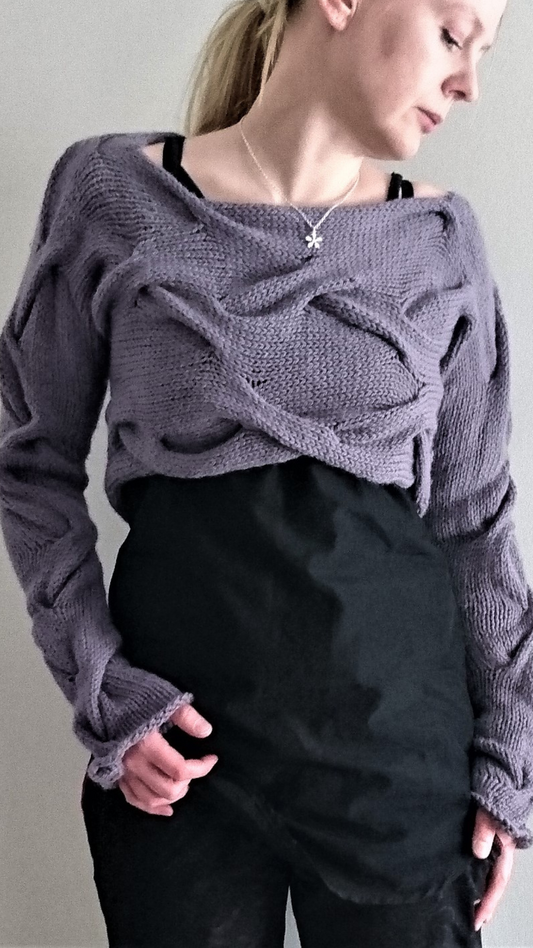 Twisting Shadows - Cropped Sweater Knitting Pattern