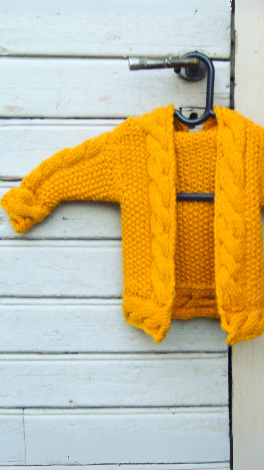 Tellervo - Cabled Baby Hooded Cardigan Knitting Pattern