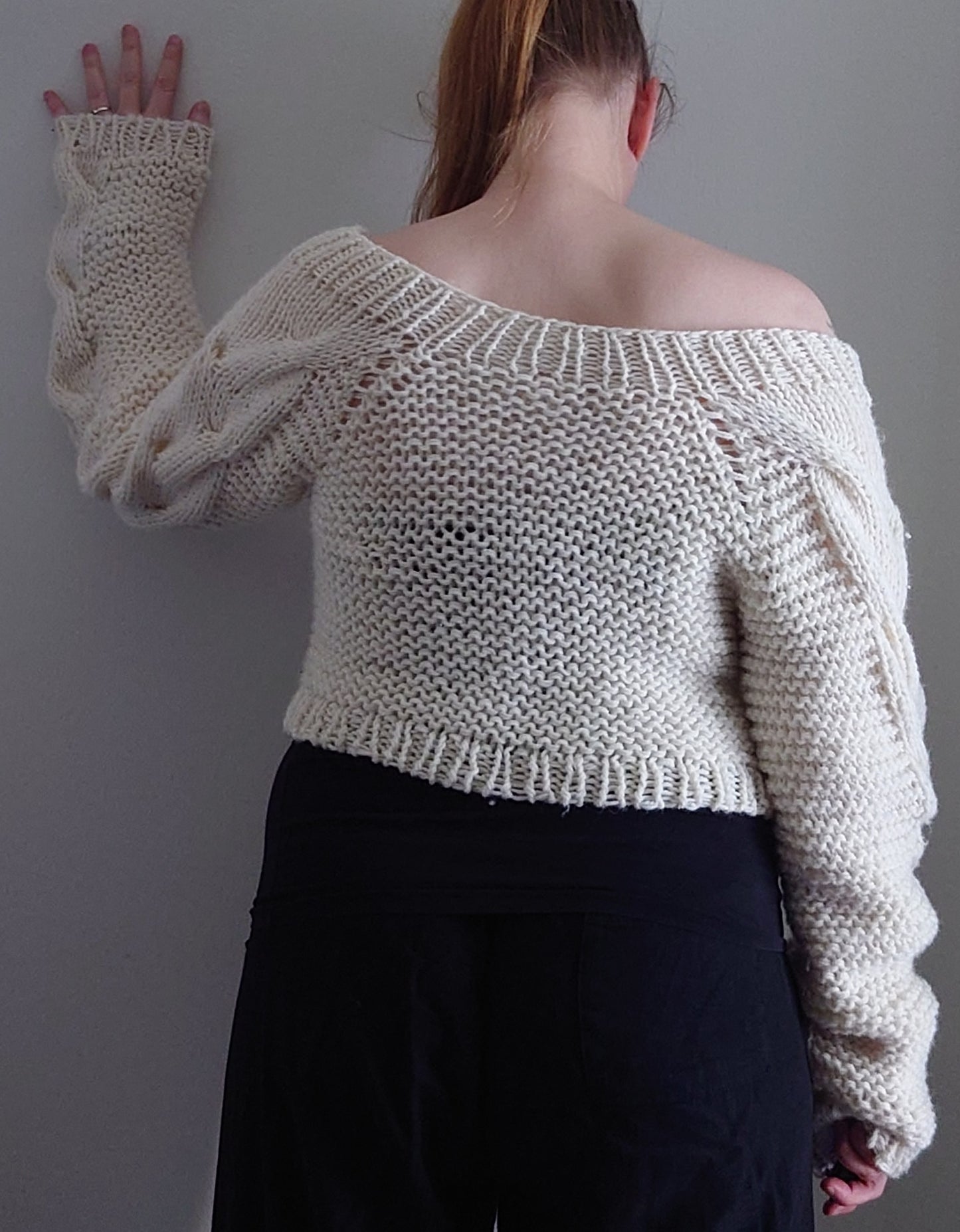 Liquid Shadows - Cropped Chunky Cable Sweater Knitting Pattern
