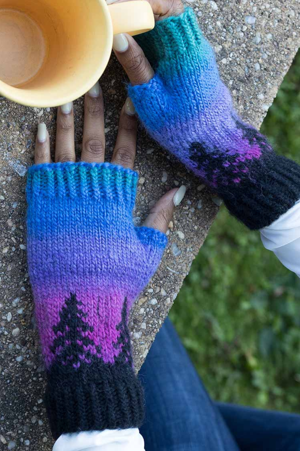 A Nordic Sunset Fingerless Mitts Knitting Pattern