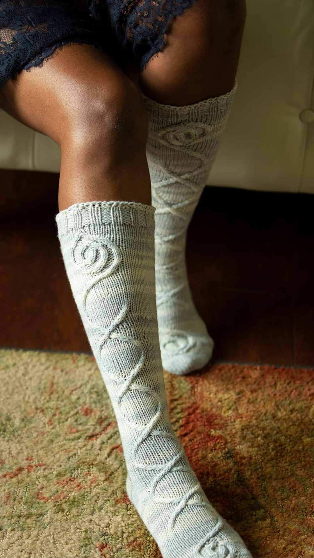 Firewalkers - Cable Knit Knee-high Socks Knitting Pattern