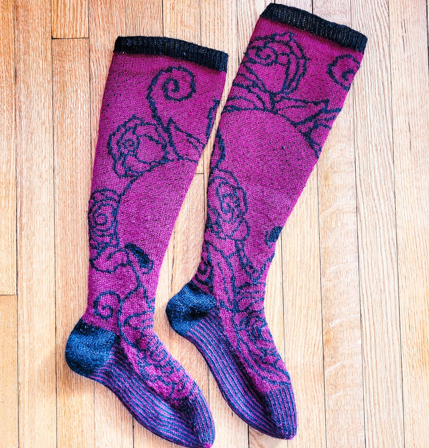 Pushing Roses - Knee High Stockings - Knitting Pattern