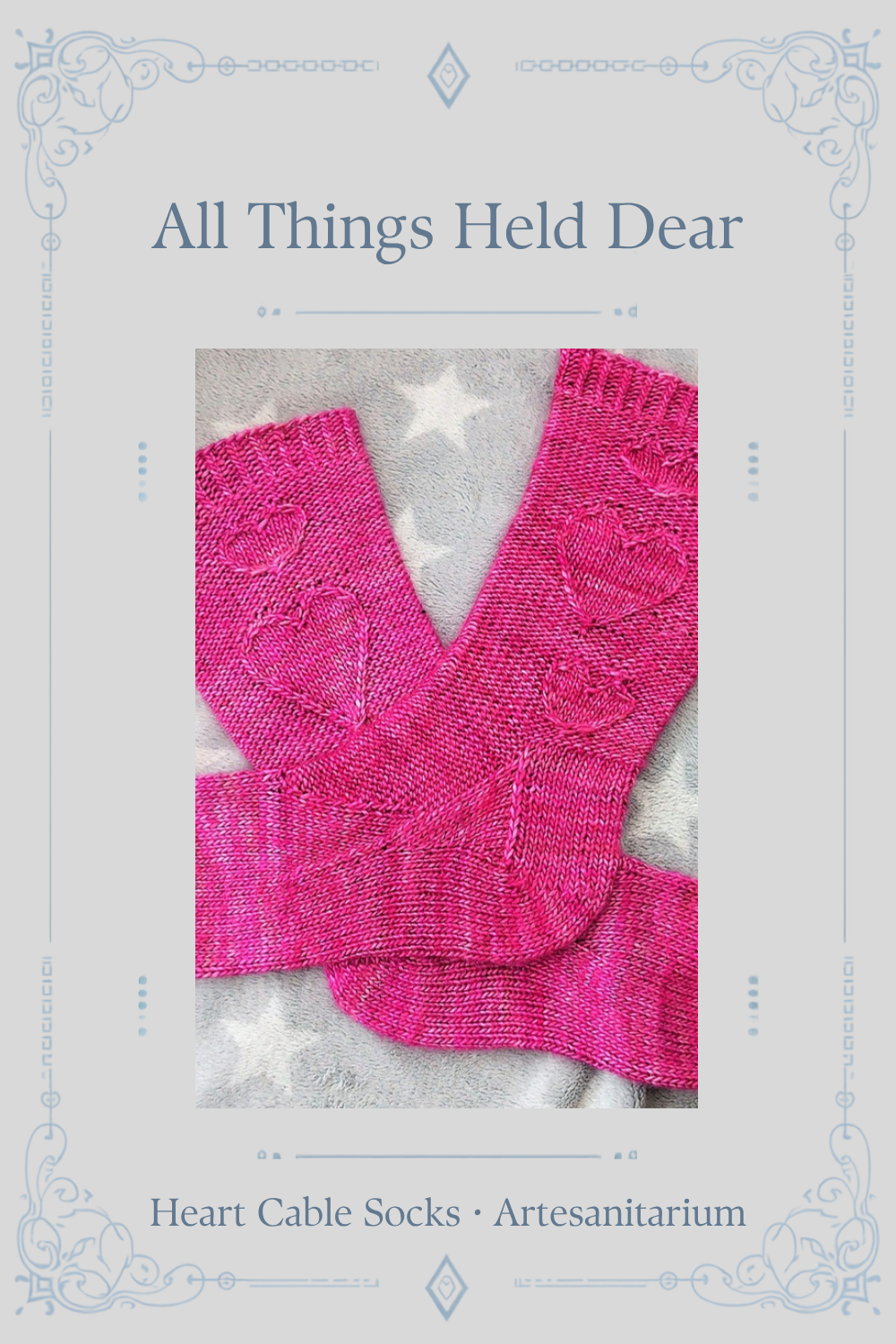 All Things Held Dear heart cable socks knitting pattern by Artesanitarium – Pinterest pin
