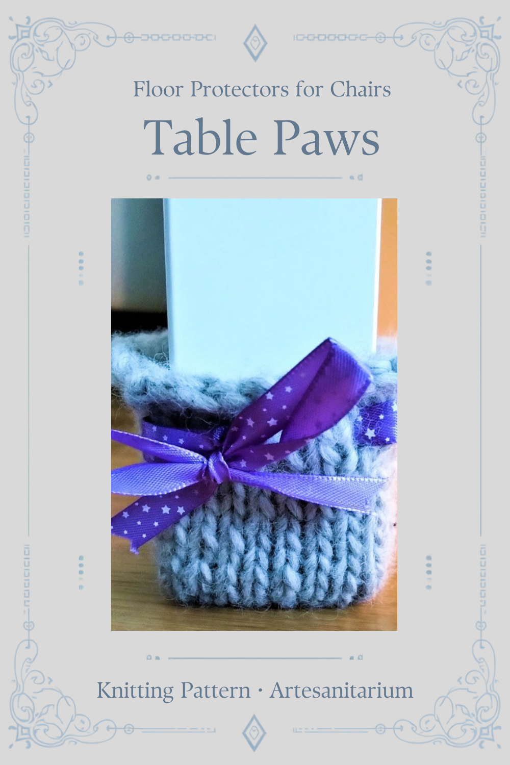 Table Paws floor protectors for chairs knitting pattern by Artesanitarium – Pinterest pin