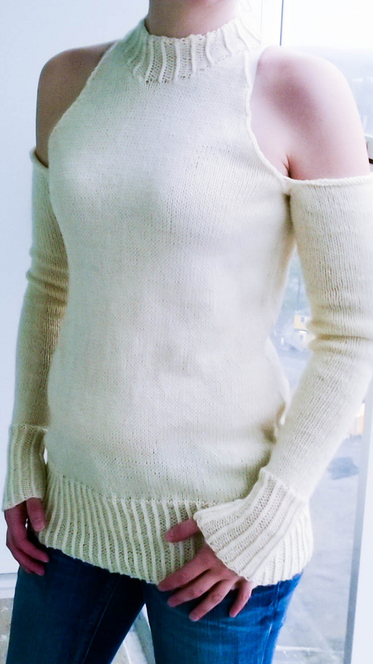 Cold Shoulder Knitting Pattern Post Apocalypse Sweater Sizes XS to XXL