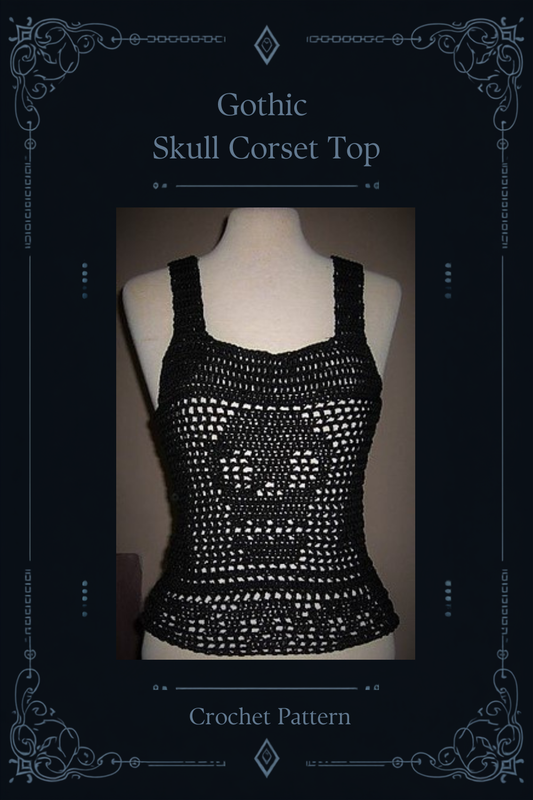 Skull Corset Top Crochet Pattern – Gothic Halloween Costume, XS–XXL