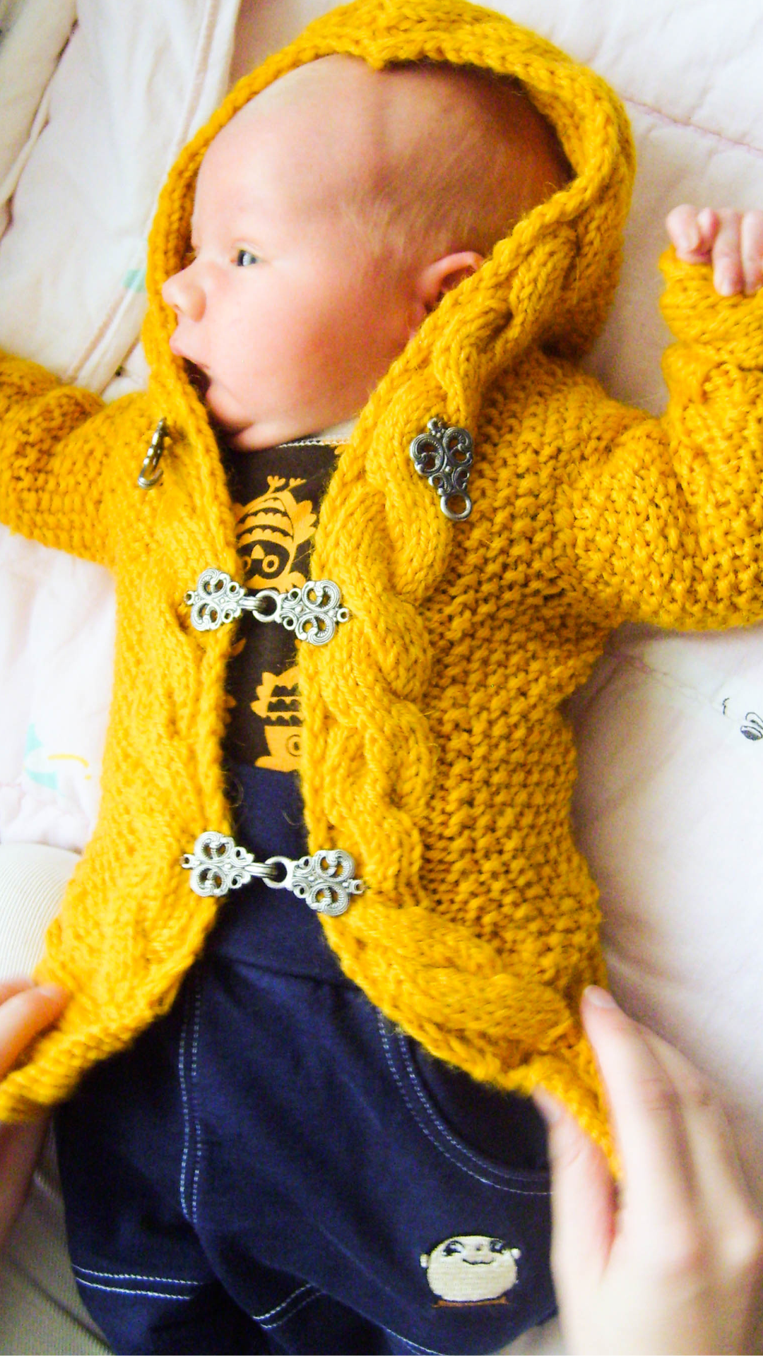 Tellervo - Cabled Baby Hooded Cardigan Knitting Pattern