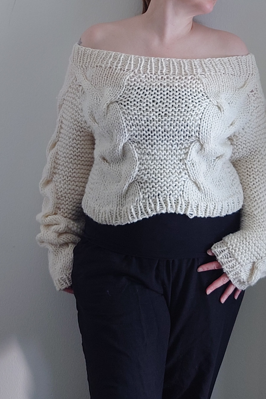 Liquid Shadows - Cropped Chunky Cable Sweater Knitting Pattern