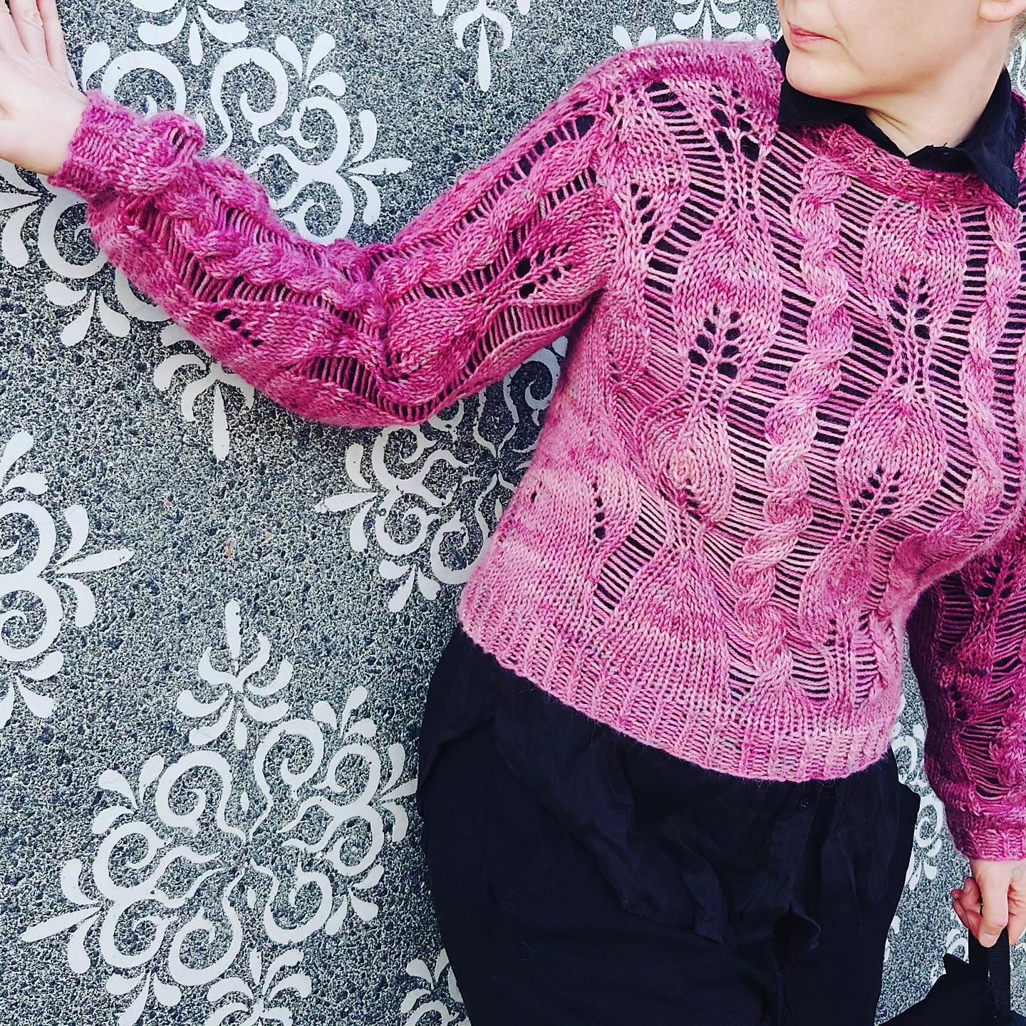 I Do Me – Airy Cable & Lace Leaf Sweater Knitting Pattern