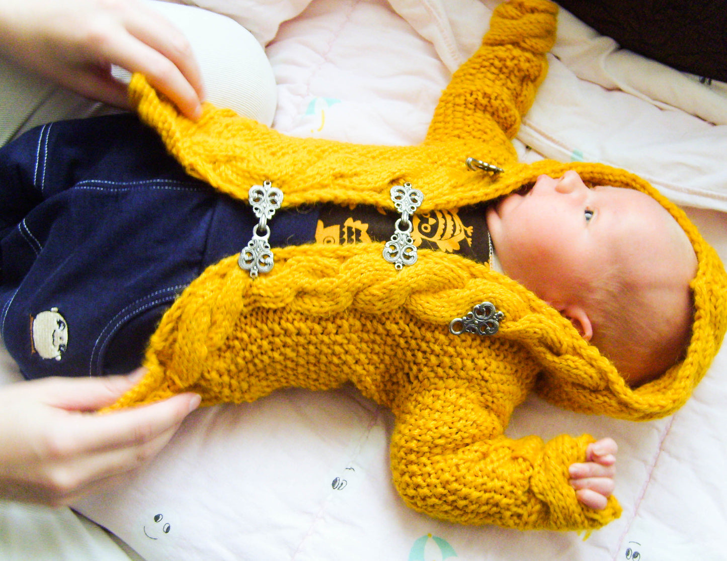 Tellervo - Cabled Baby Hooded Cardigan Knitting Pattern