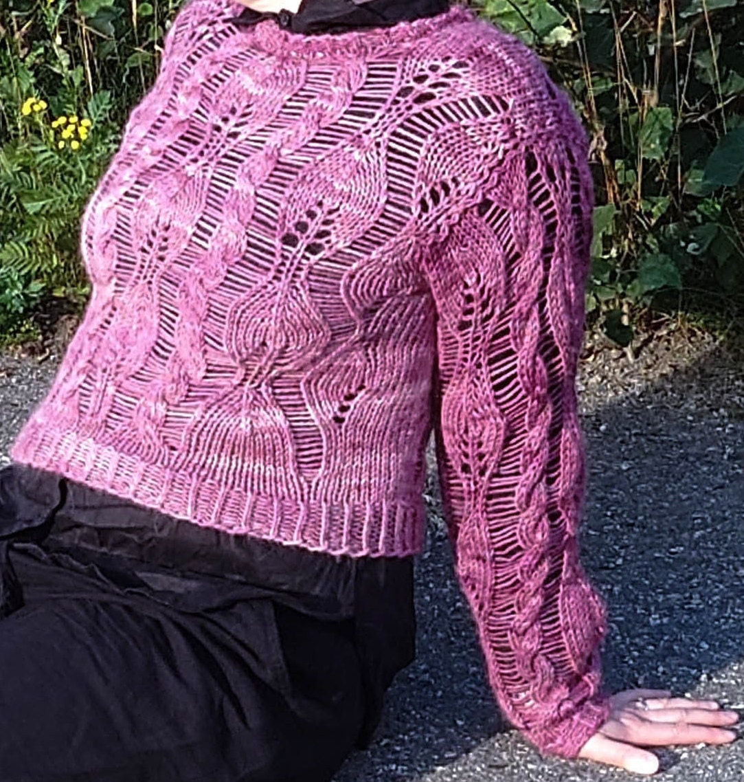 I Do Me – Airy Cable & Lace Leaf Sweater Knitting Pattern